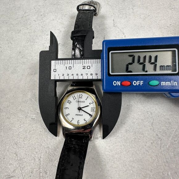 Carriage Timex Watch Womens 24mm Date Indiglo White Dial Silver Tone New Battery - Picture 10 of 11